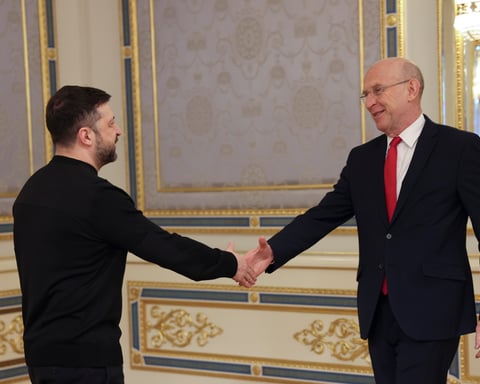 John Healey, the UK defence secretary who resigned over Keir Starmer's defence spending plan, during a visit to Kyiv