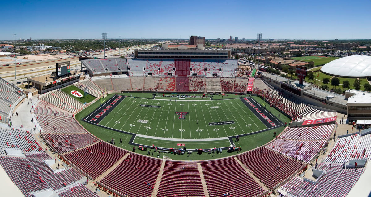 Jones AT&T Stadium wide exterior view Texas Tech University Lubbock Texas home of the Red Raiders football