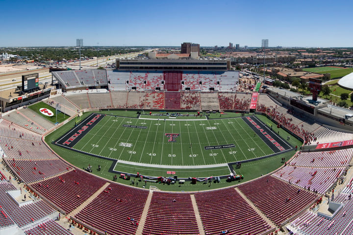 Jones AT&T Stadium wide exterior view Texas Tech University Lubbock Texas home of the Red Raiders football