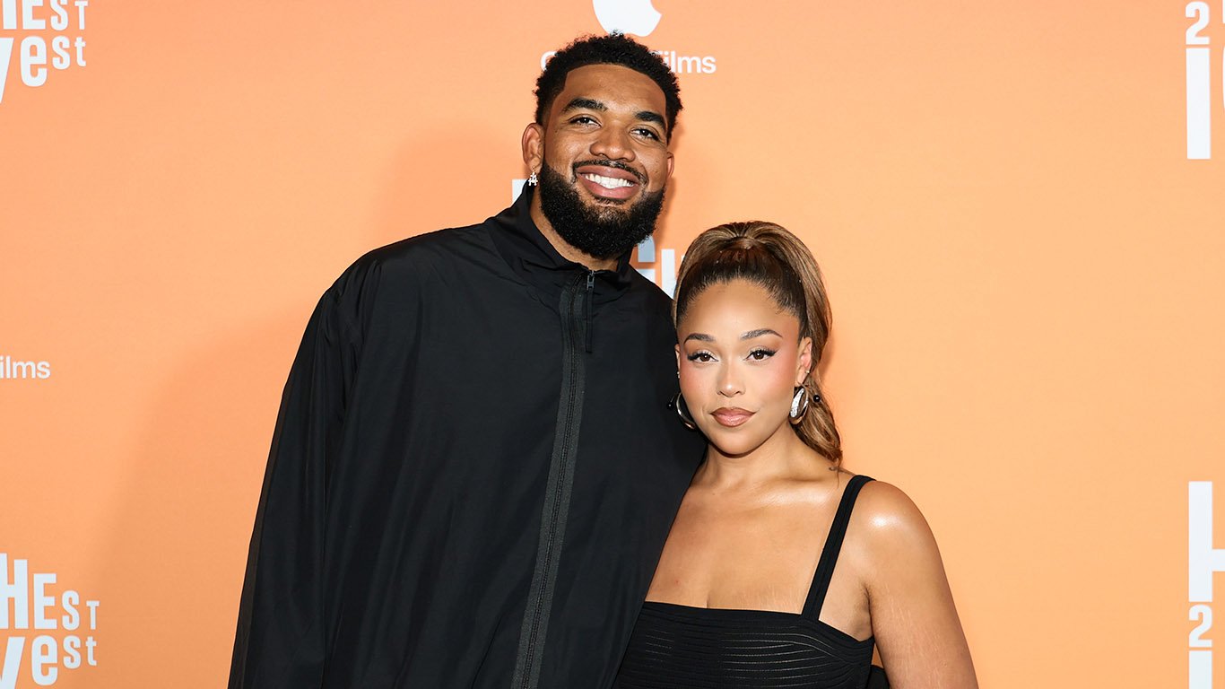Jordyn Woods and Karl-Anthony Towns attending a premiere event together