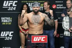 Josh Hokit at the UFC 324 ceremonial weigh-in ahead of his heavyweight bout