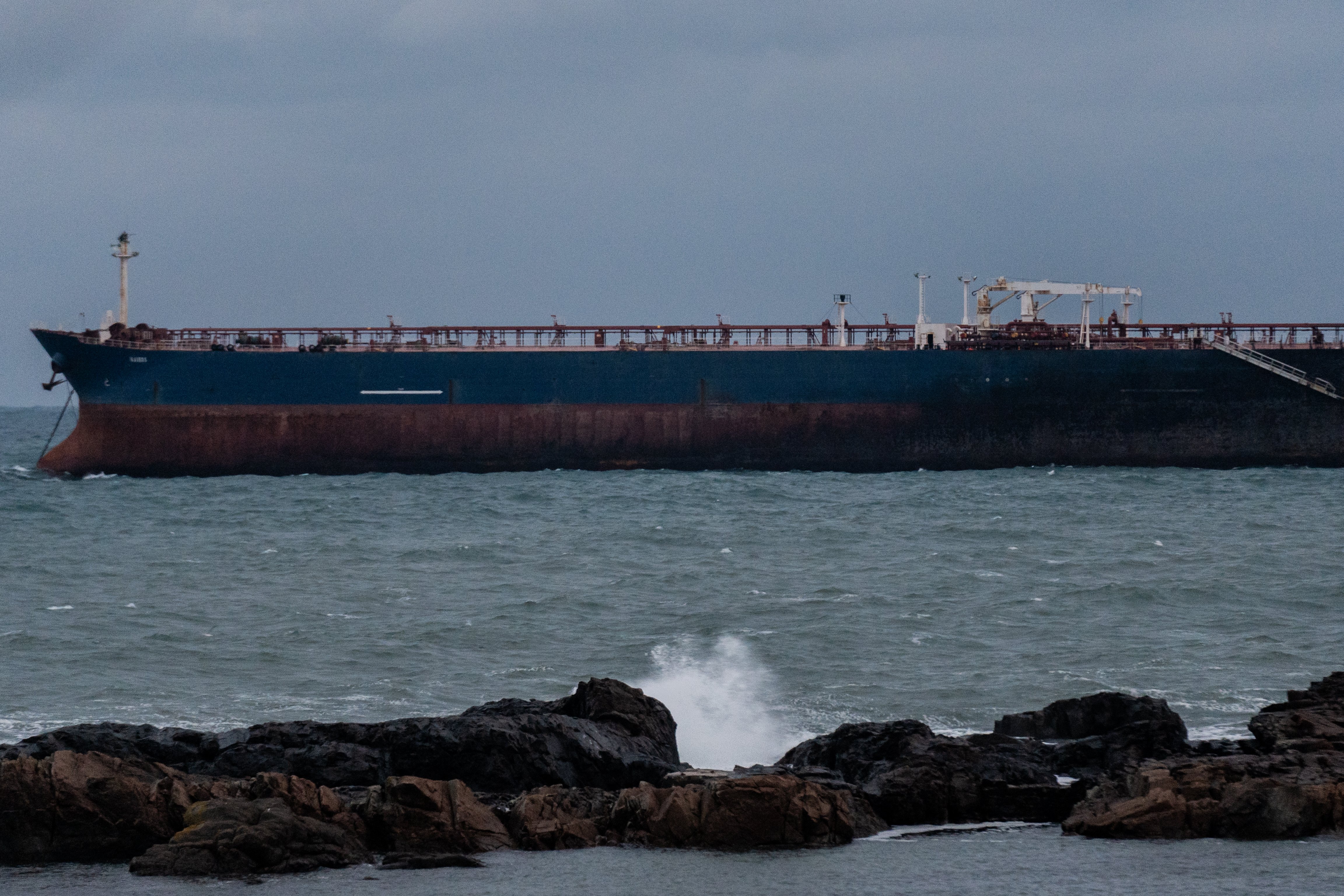 Kairos oil tanker a Gambian-flagged vessel believed to be part of Russia shadow fleet anchored December 2025
