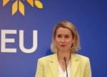 EU foreign policy chief Kaja Kallas addresses reporters at the informal EU defence ministers meeting in Nicosia Cyprus June 2026