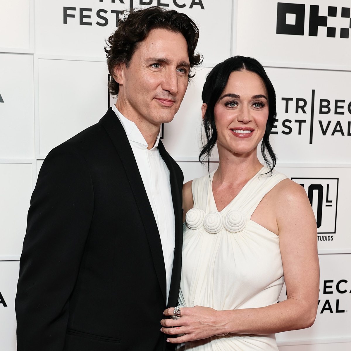 Katy Perry and Justin Trudeau pose together at their red-carpet debut as a couple at the Tribeca Festival