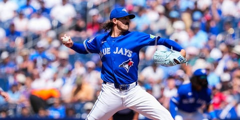 Toronto Blue Jays starter Kevin Gausman pitching against the New York Yankees
