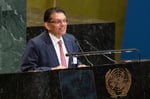 Khalilur Rahman addresses the UN General Assembly after being elected president of the 81st session