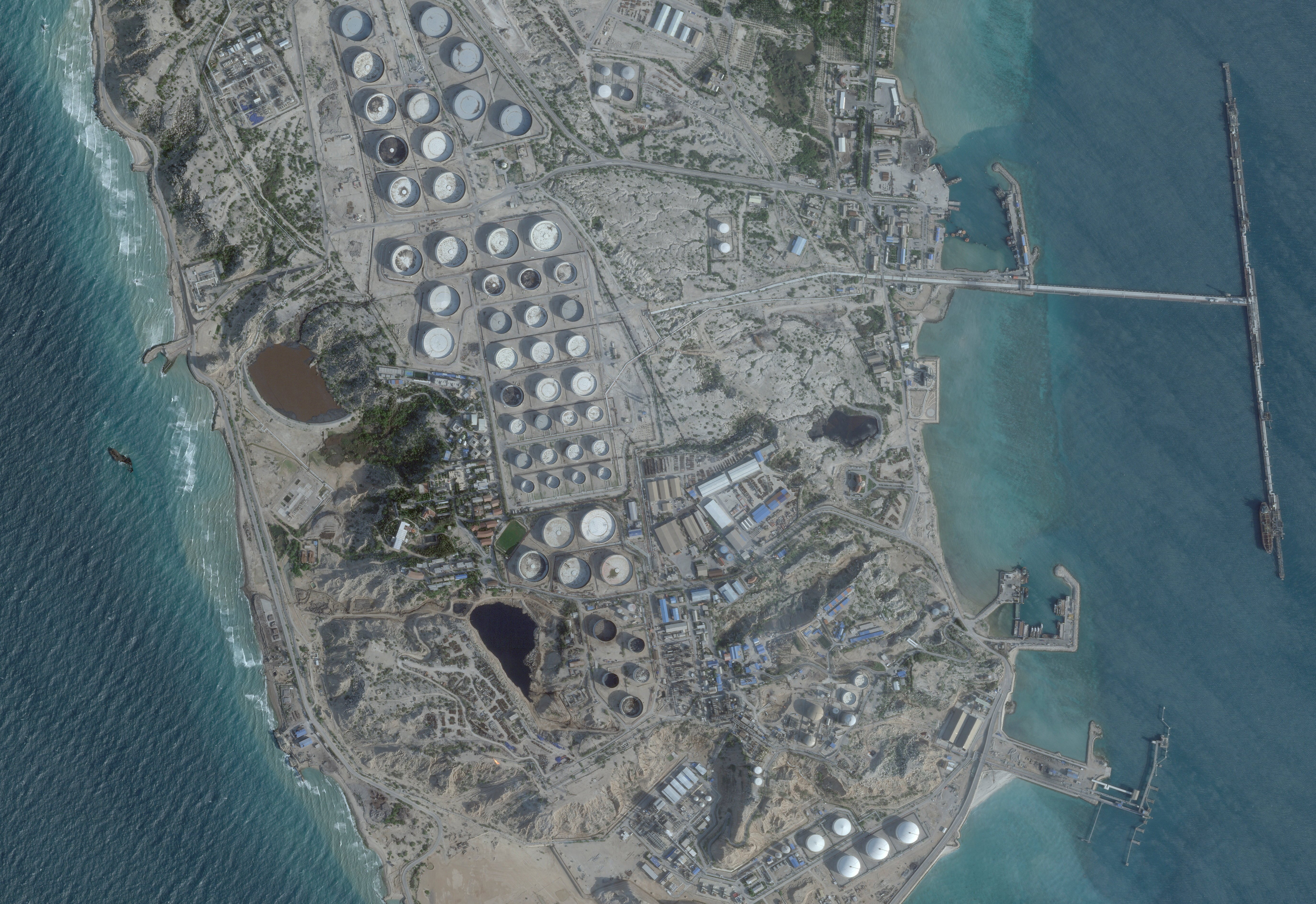 Satellite image of Kharg Island Iran oil terminal February 2026 Planet Labs Reuters