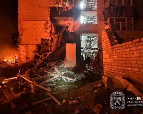 Aftermath of Russian strike on residential building in Kharkiv Oblast Ukraine June 9 2026