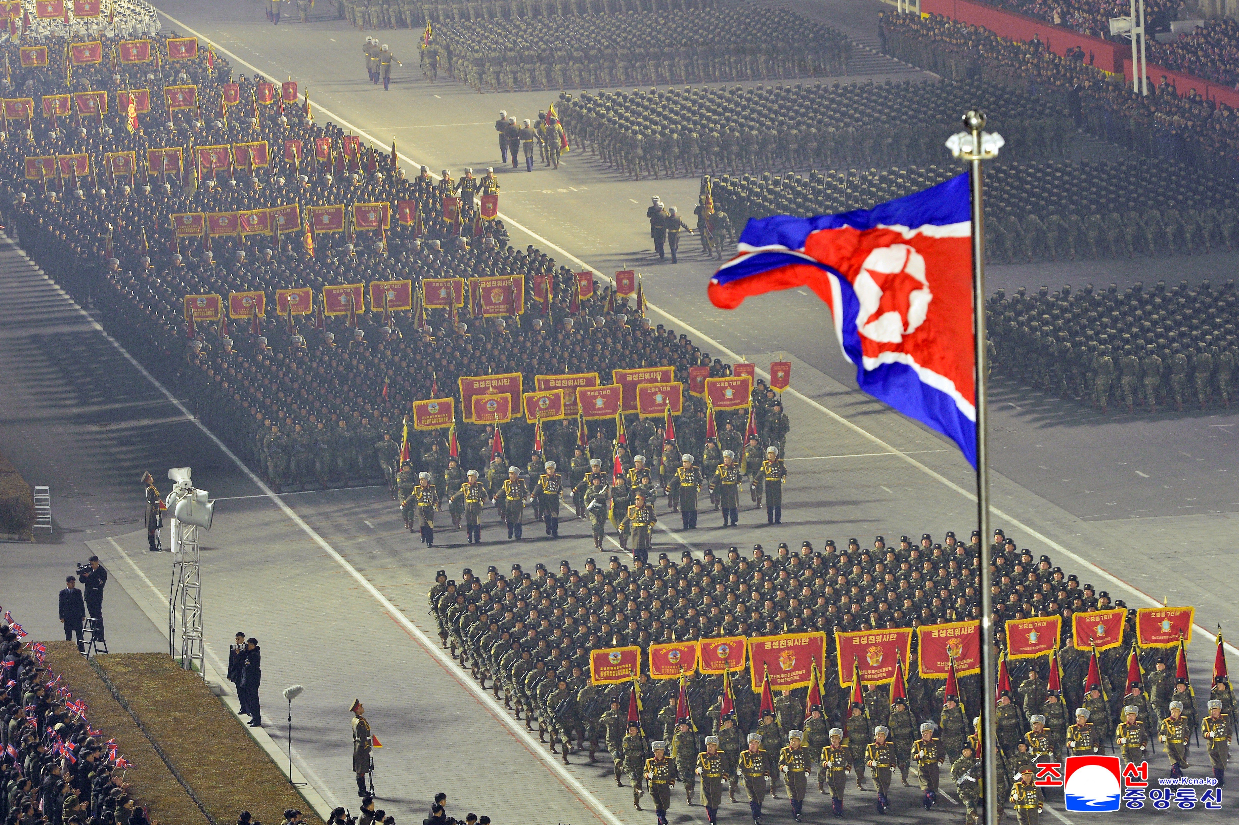 North Korean leader Kim Jong Un at a military parade in Pyongyang, February 2026, as North Korean troops remain deployed in Russia