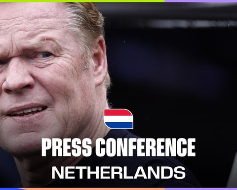 Netherlands head coach Ronald Koeman at the post-match press conference after the 3-1 win over Tunisia at the 2026 FIFA World Cup in Kansas City