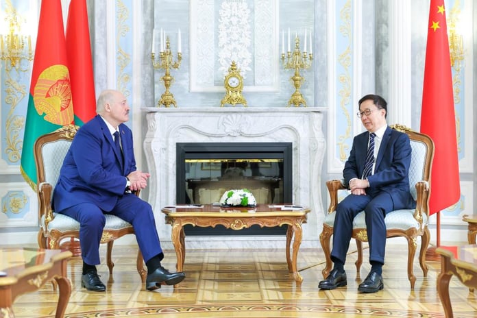 Belarusian President Alexander Lukashenko chairs a bilateral meeting at the Palace of Independence in Minsk June 2026