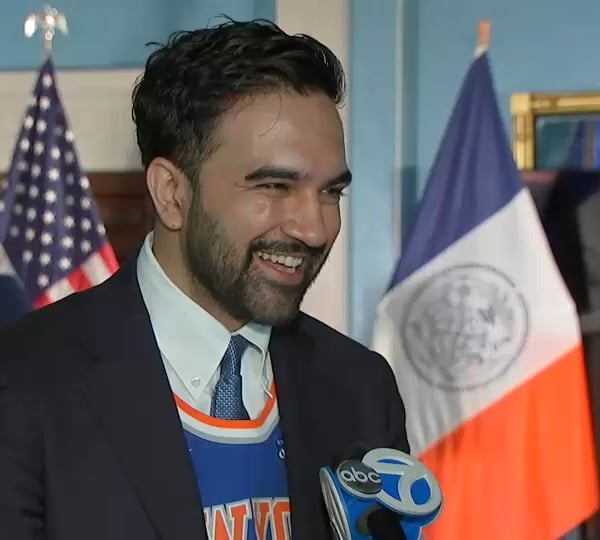 Mayor Zohran Mamdani announces details of the Knicks ticker-tape parade on June 14 2026