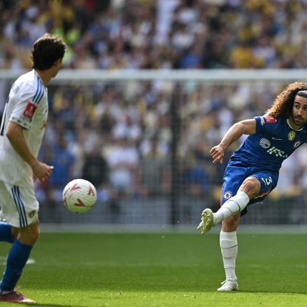 Marc Cucurella in action for Chelsea during the FA Cup semi-final at Wembley, April 2026
