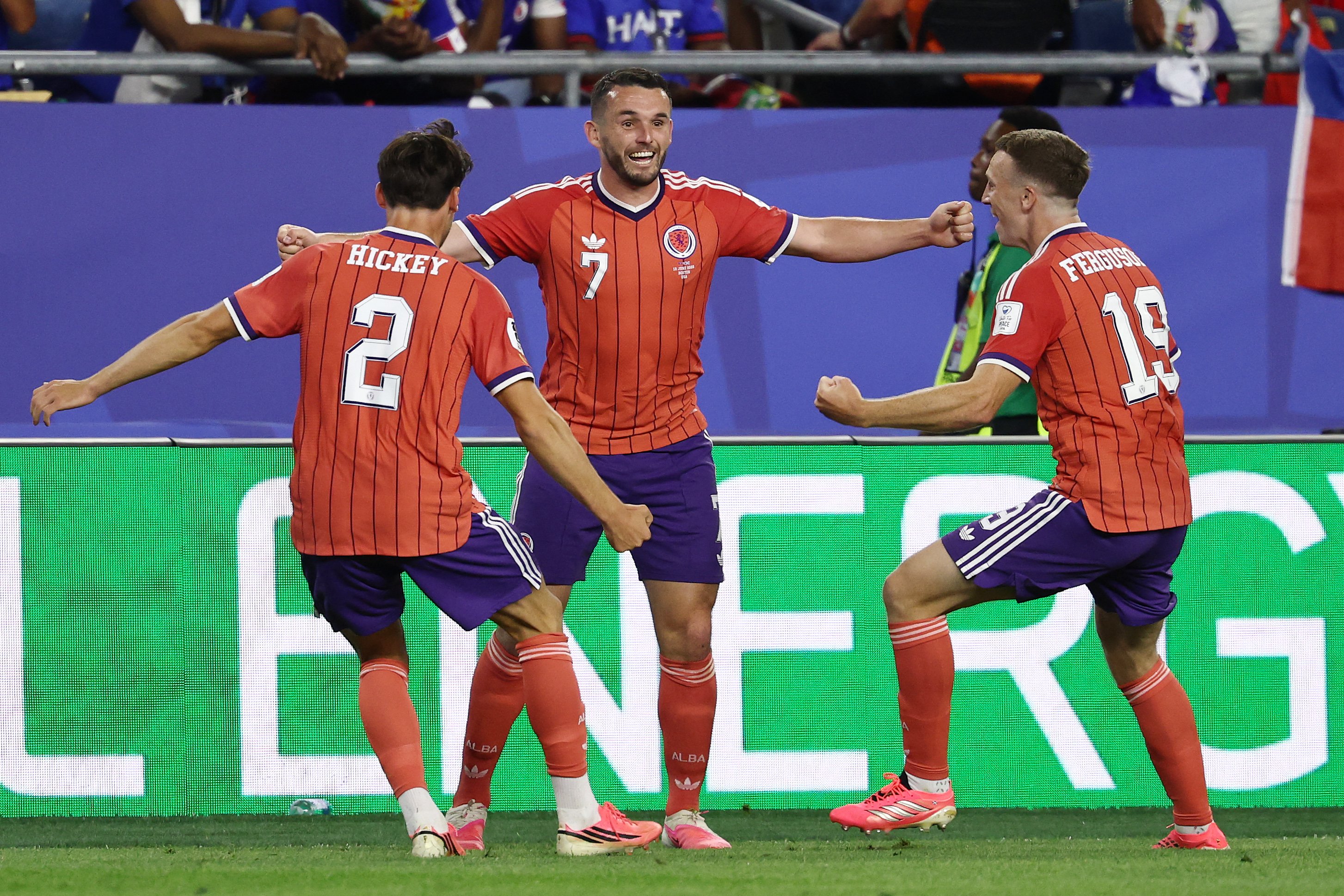 John McGinn celebrates Scotland's 1-0 World Cup win over Haiti at the Gillette Stadium in Foxborough, 2026 FIFA World Cup Group C