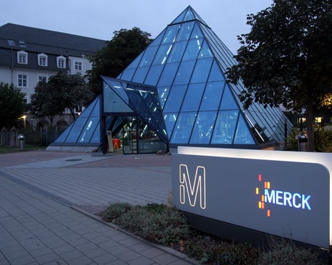 Merck KGaA headquarters building in Darmstadt Germany