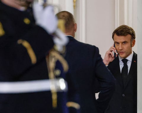 German Chancellor Friedrich Merz and French President Emmanuel Macron at the EU Informal Summit in Belgium, February 2026
