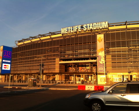 MetLife Stadium exterior view, East Rutherford, New Jersey, venue for the 2026 FIFA World Cup