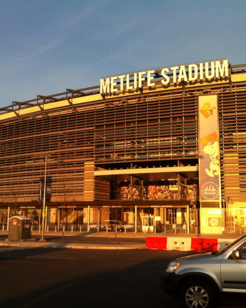 MetLife Stadium exterior view, East Rutherford, New Jersey, venue for the 2026 FIFA World Cup