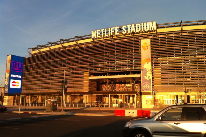 MetLife Stadium exterior view, East Rutherford, New Jersey, venue for the 2026 FIFA World Cup