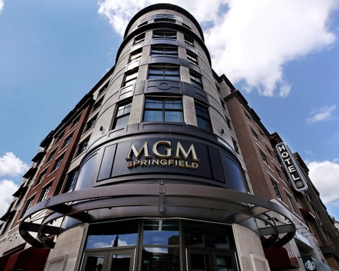 MGM Resorts Springfield casino facade on Main Street Massachusetts