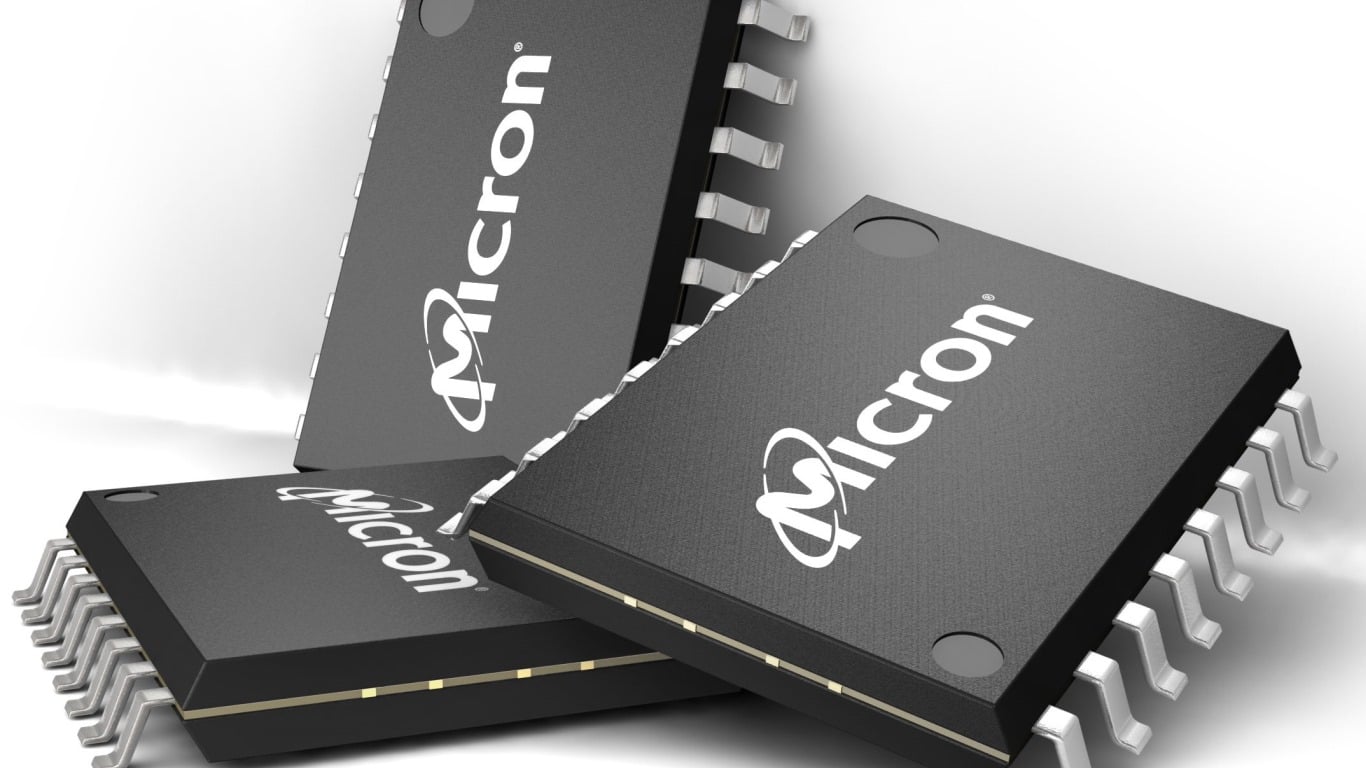 Micron Technology DRAM memory chips with logo AI HBM semiconductor analyst upgrade June 2026