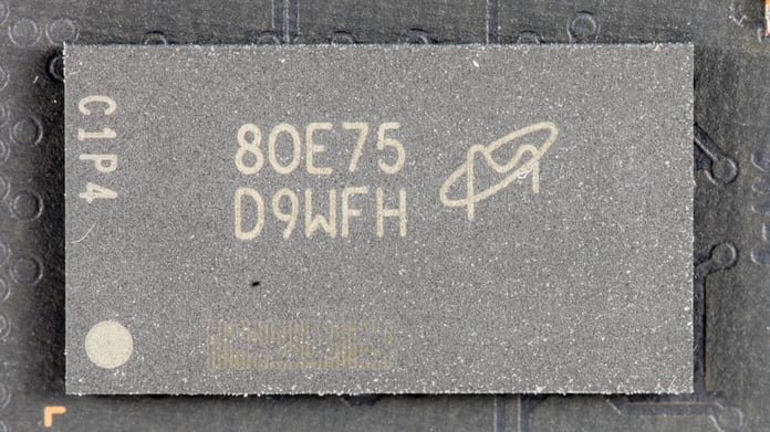 Micron DRAM memory chip used in AI data centers and high-bandwidth memory HBM production