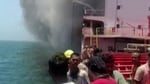 Image from coverage of the rescue of 24 Indian crew members from the MT Marivex tanker struck by a US missile off Oman