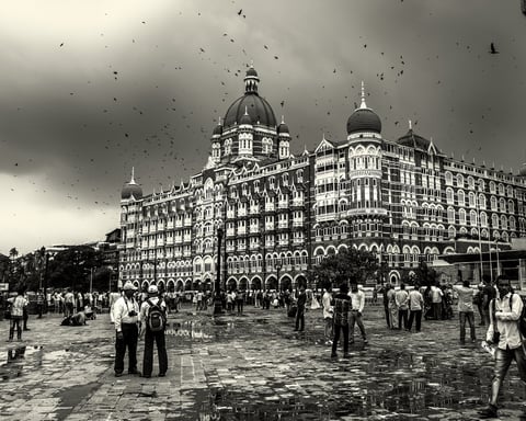 The Taj Mahal Palace hotel in Mumbai drenched by monsoon rain