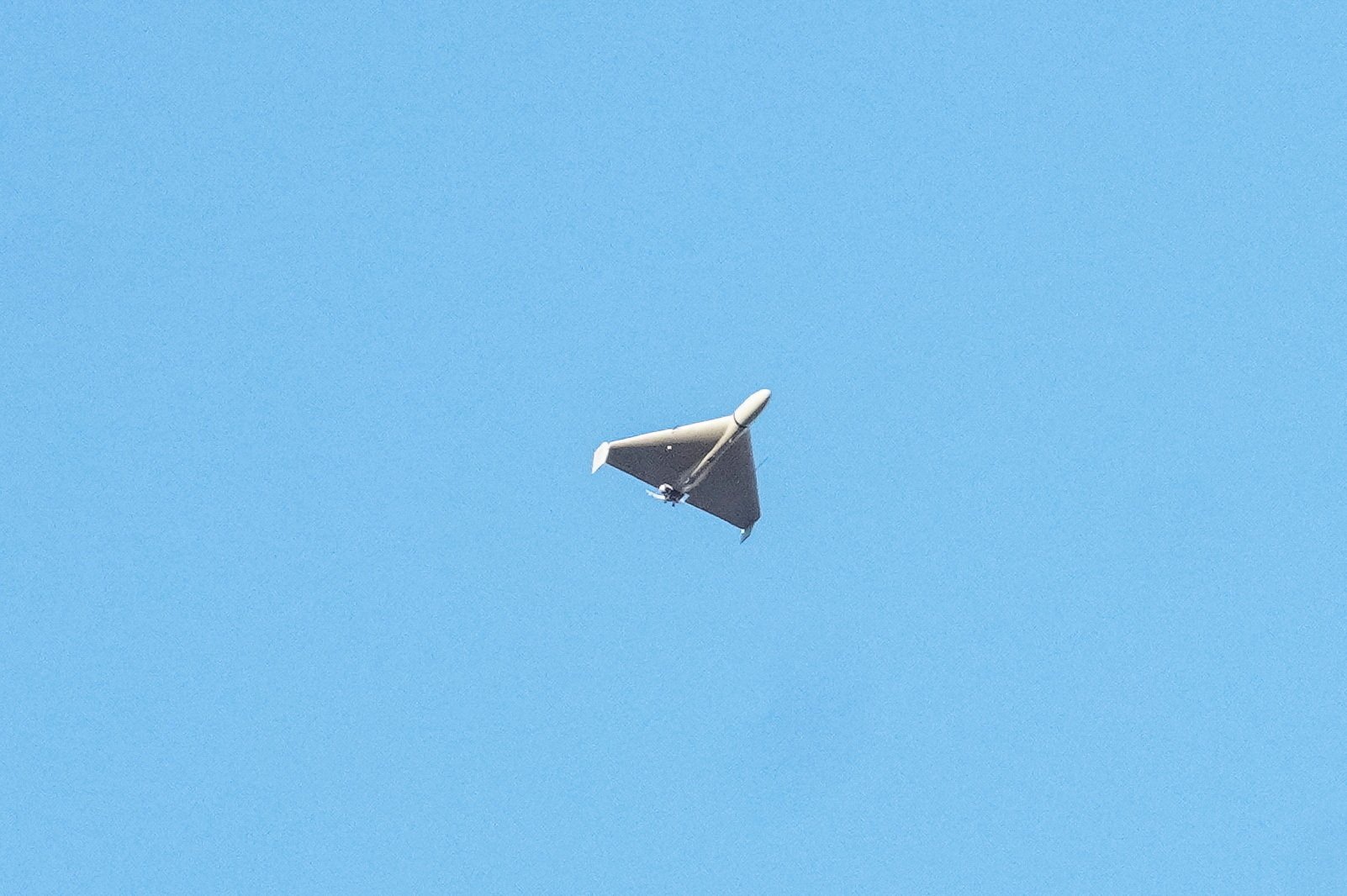 Russian Shahed-136 drone photographed during an attack on Ukraine, representing the threat that shapes NATO air defense positioning around Rzeszów airport Poland