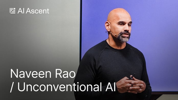 Naveen Rao, CEO of Unconventional AI, explaining how oscillator-based chips could reduce AI power consumption by 1,000x