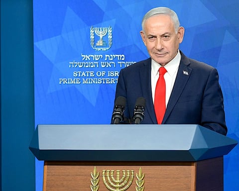 Israeli Prime Minister Benjamin Netanyahu speaks to reporters about the US-Iran agreement on June 15, 2026
