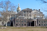 New Jersey State House exterior in Trenton where the attorney general announced the Lucchese gambling ring guilty pleas