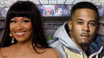 Nicki Minaj attends the Brazil vs Morocco FIFA World Cup 2026 group stage match at MetLife Stadium with husband Kenneth Petty and son Papa Bear