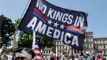 Demonstrators at a No Kings protest rally against Donald Trump