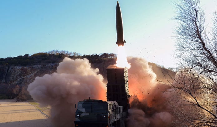 North Korea tactical guided weapon test-fire released by state media KCNA