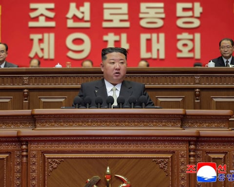 North Korean leader Kim Jong Un speaks at the Ninth Congress of the Workers' Party in Pyongyang