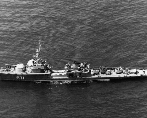 A North Korean Navy ship at sea