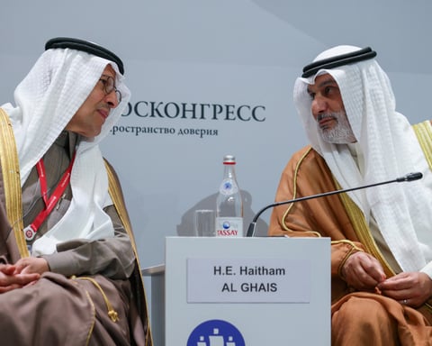 Saudi Energy Minister Prince Abdulaziz bin Salman and OPEC Secretary-General Haitham Al Ghais at SPIEF ahead of July 2026 output decision