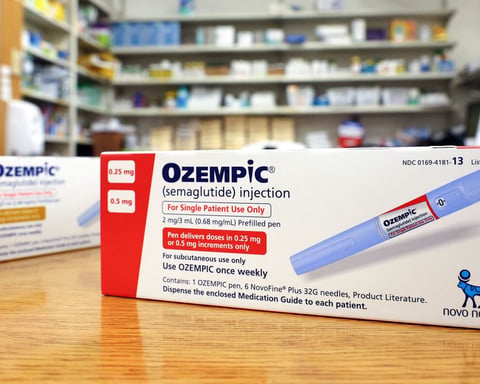 An Ozempic injection pen, a GLP-1 drug linked in a study to lower breast cancer risk