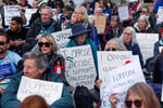Demonstrators at Trafalgar Square in London protest the UK government ban on Palestine Action