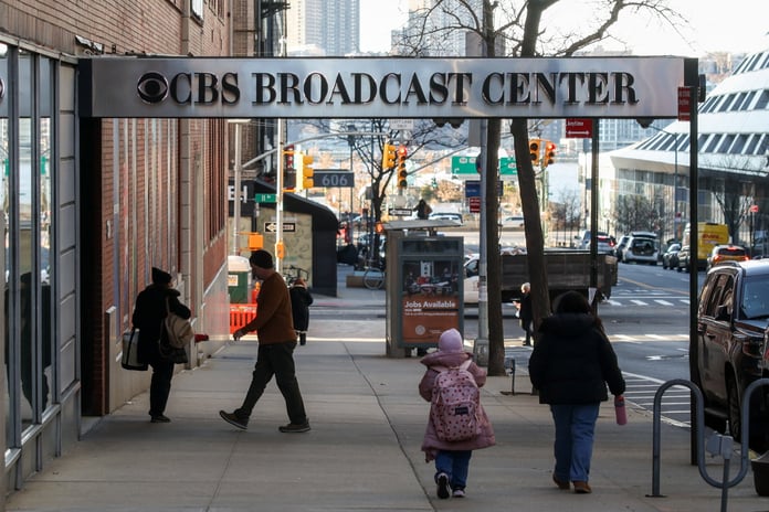 Paramount and CBS branding marking the parent company of CBS News that will absorb Warner Bros. Discovery