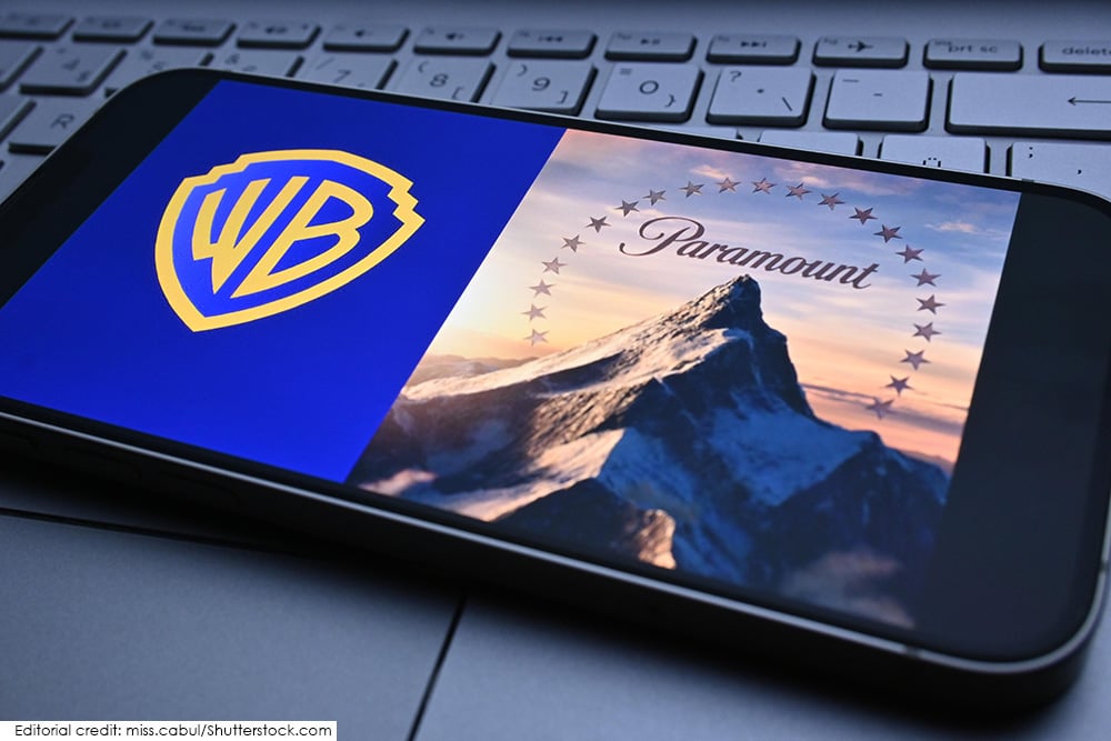 Paramount and Warner Bros. Discovery merger logos as UK CMA opens formal Phase 1 antitrust investigation