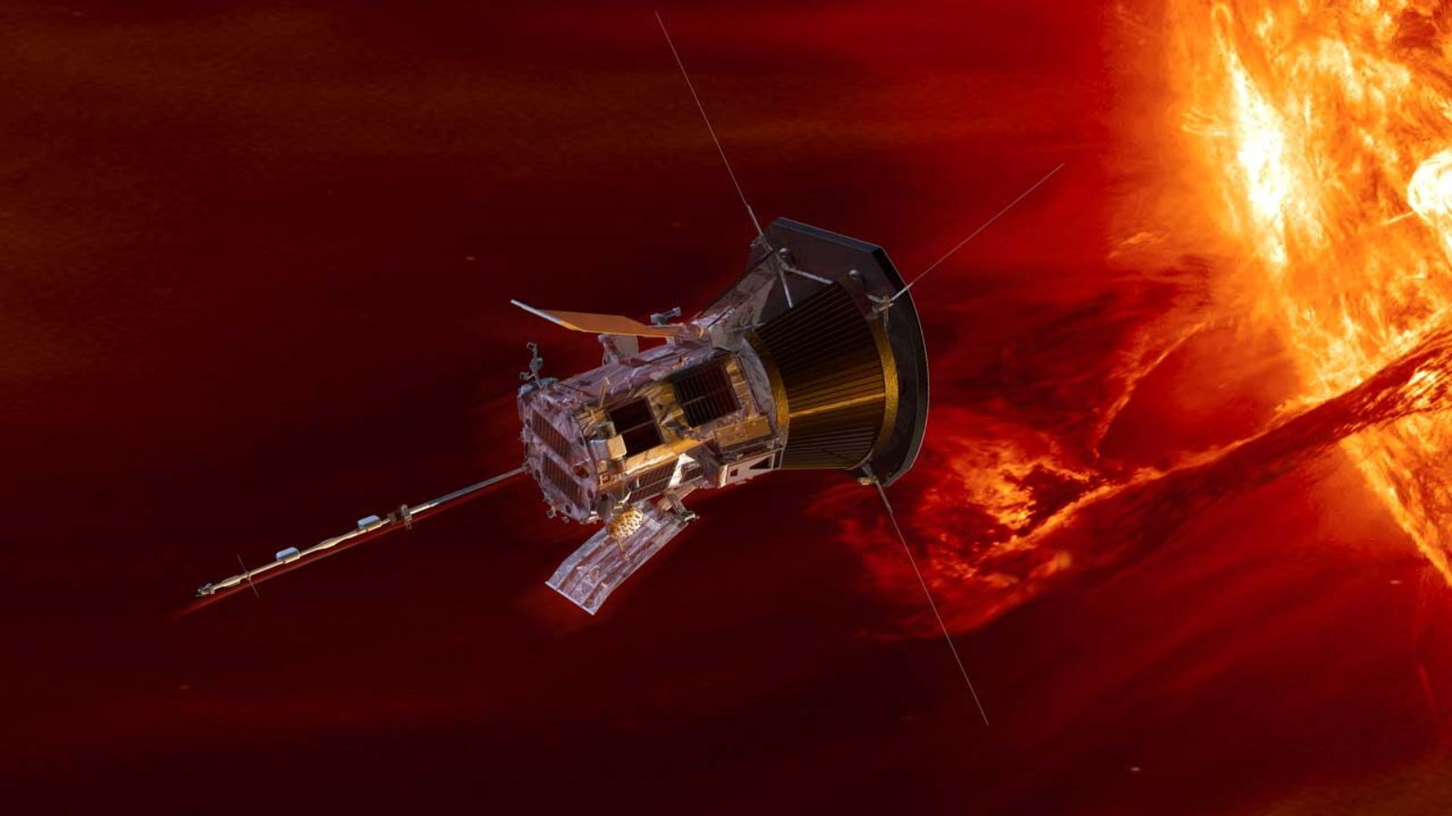 Artist's concept illustration of NASA's Parker Solar Probe spacecraft approaching the Sun's corona