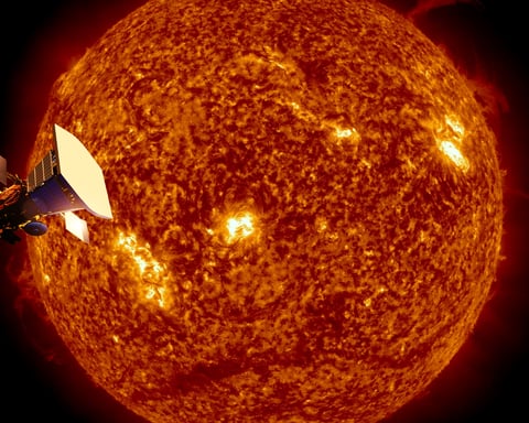 NASA's Parker Solar Probe spacecraft flying through the Sun's corona during its record-breaking perihelion approach