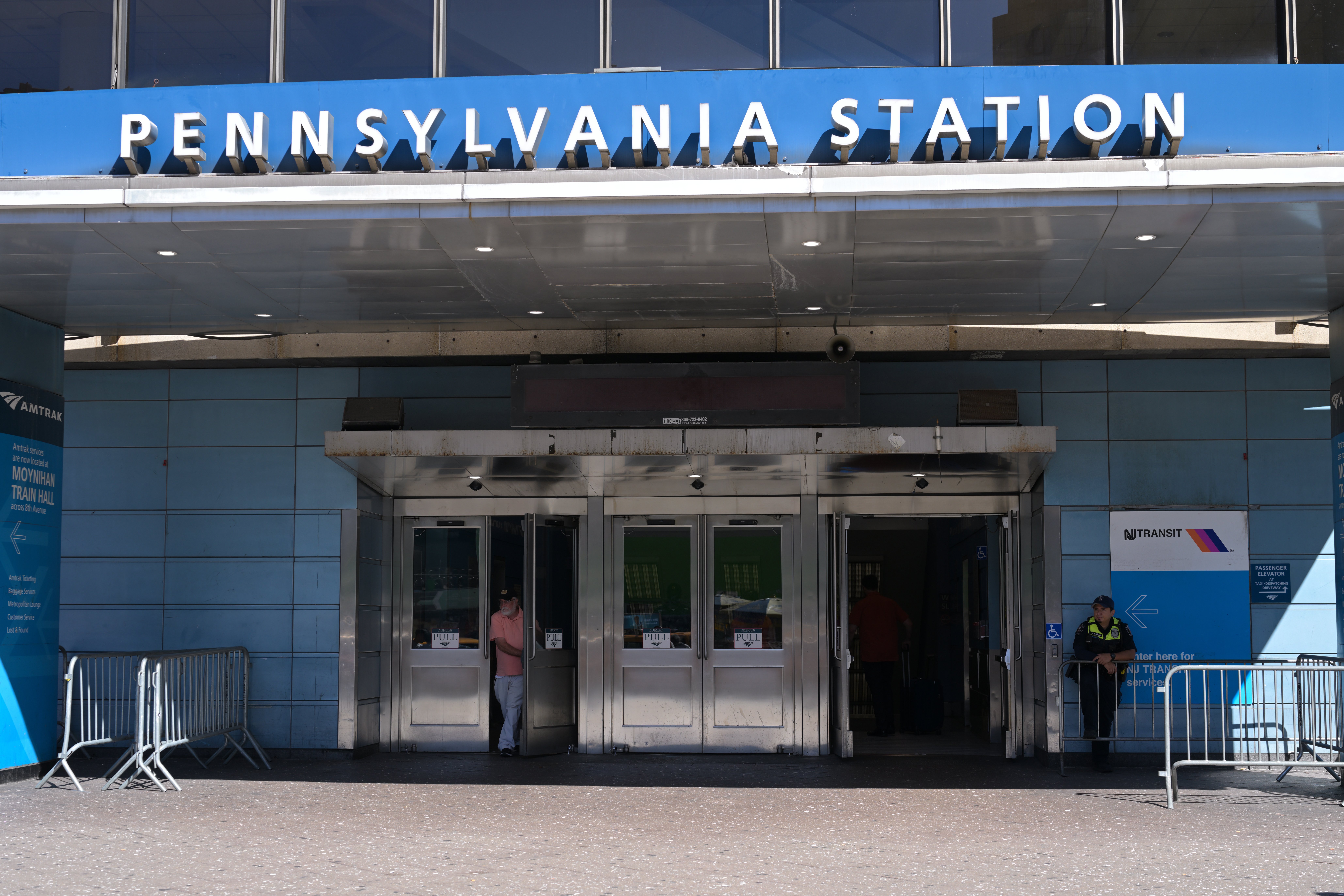 The southwest entrance to New York Penn Station beneath Madison Square Garden, the station set for an 8 billion dollar rebuild