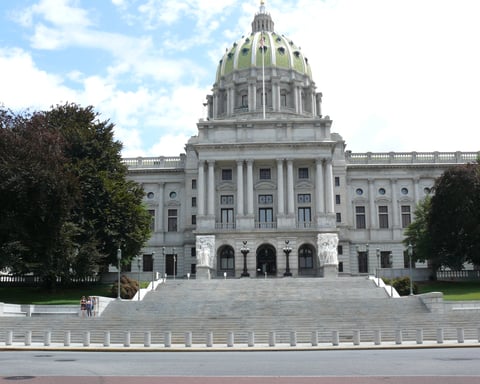 Pennsylvania State Capitol dome and exterior in Harrisburg