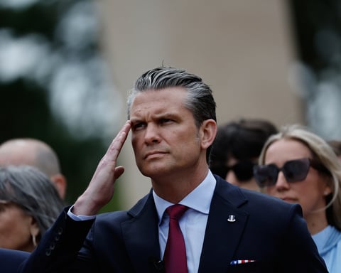 US Defense Secretary Pete Hegseth, who called migration an invasion of Europe in a D-Day speech in Normandy