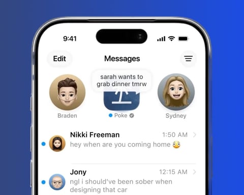 Poke AI assistant running as the first third-party AI agent inside Apple iMessage Messages for Business