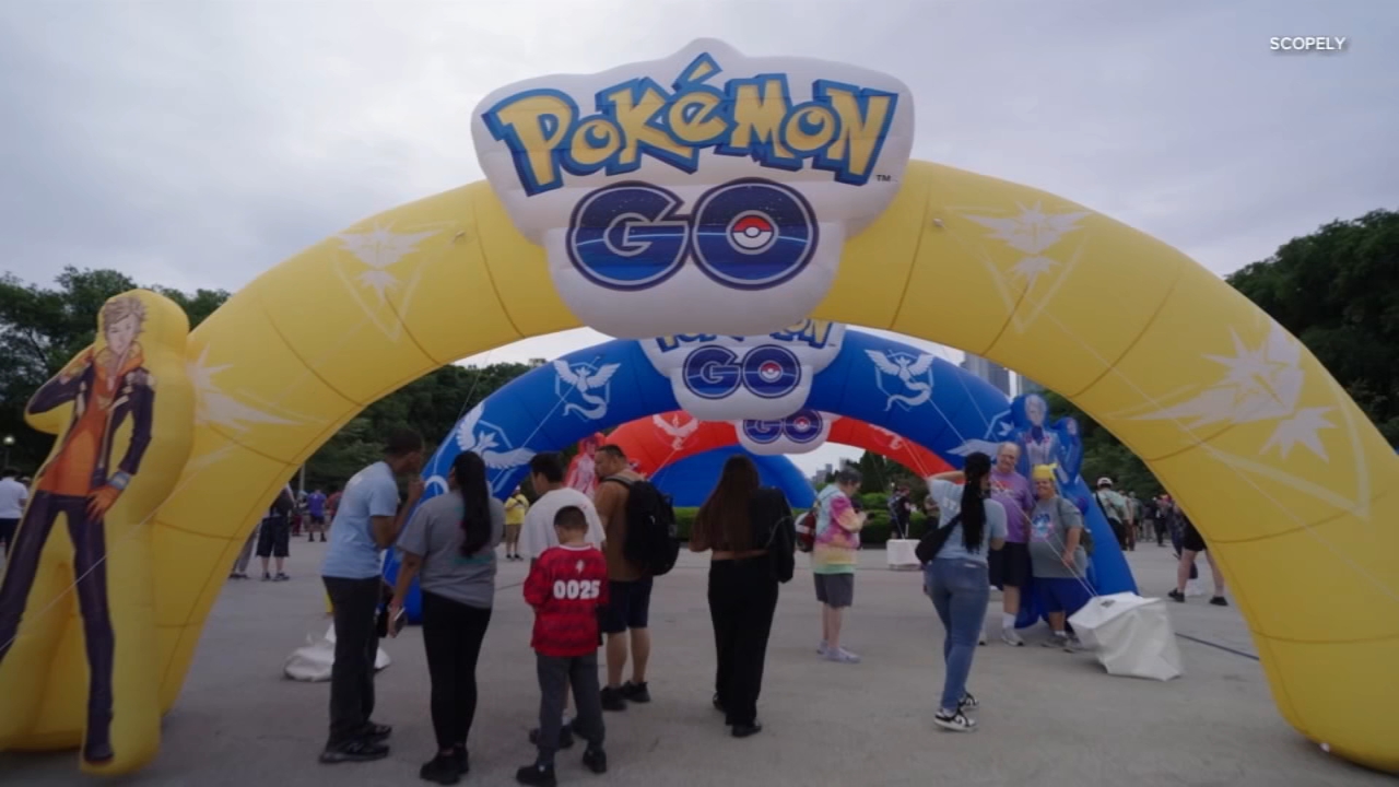 Players at Pokémon GO Fest 2026 in Chicago's Grant Park during the 10th anniversary event