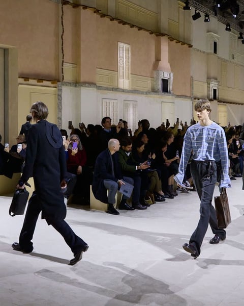 Prada men's A/W 2026 runway look from Milan, setting the tone for the SS27 season